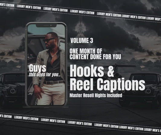 Luxury Mens Edition Vol 3. Instagram Reels, Hooks, Captions & Reel Covers